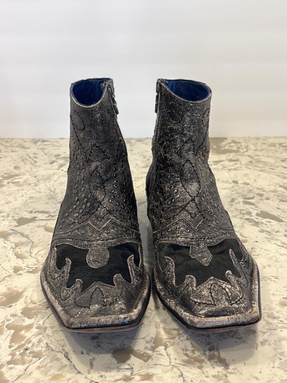 Vintage Mark Nason Rock Never Dies Boots Studded Pony Hair 9 - Picture 2 of 7